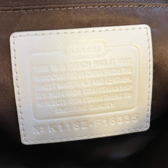 COACH Signature Laura Cream & Beige Large Shopper Tote - Picture 6 of 12